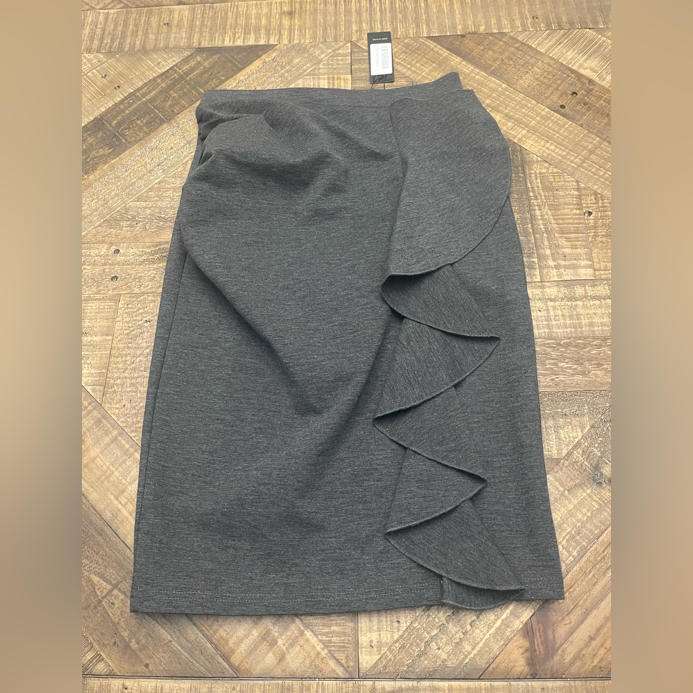Elegant Charcoal Women's Midi Skirt